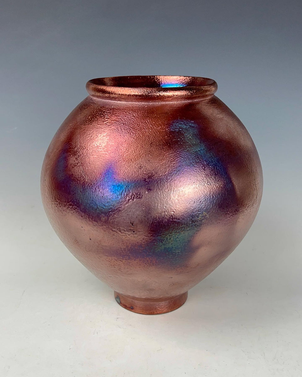 Wheel Thrown Ceramic Raku Moon Vase Fine Art by Galaxy Clay