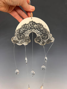 Handmade Porcelain Sun-catcher with Mother Of Pearl Luster