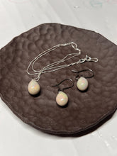 Load image into Gallery viewer, Handcrafted Jewelry White Porcelain Drop Earrings with MOP luster