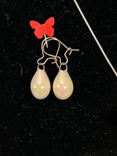 Load image into Gallery viewer, Handcrafted Jewelry White Porcelain Drop Earrings with MOP luster