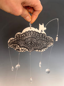 Handmade Porcelain Sun-catcher with Mother Of Pearl Luster