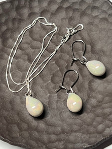 Handcrafted Jewelry White Porcelain Drop Earrings with MOP luster